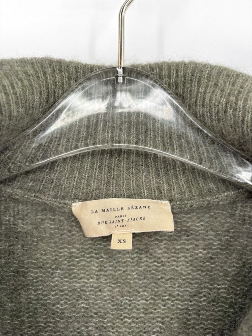SÉZANE Mika Wool Mohair Sweater Jumper Olive Green XS - Picture 7 of 11